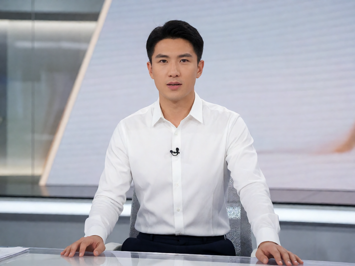 体育新闻演播室，主持人在播报